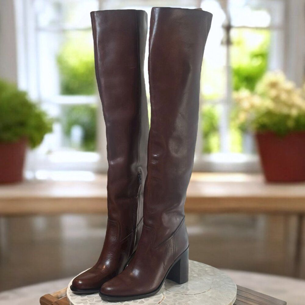 Loeffler Randall $750 Deidre Over-The-Knee Boots Espresso Leather 7B NEW